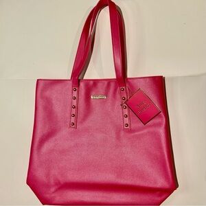 The Juicy Couture Pink Fuchsia Faux Leather Gold Studded Tote Bag